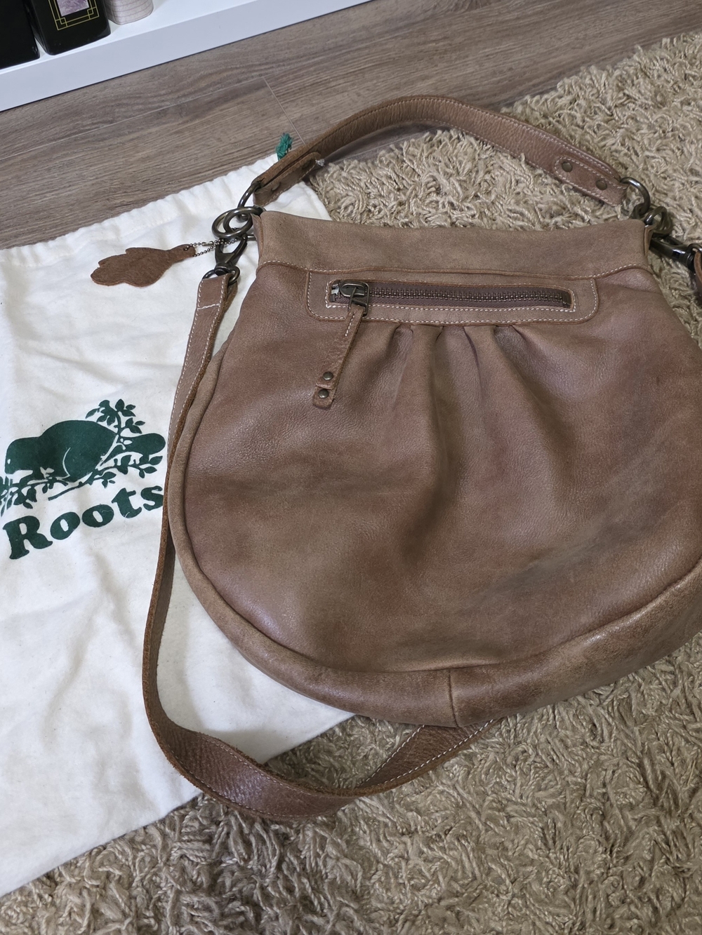 Roots Olivia Tribe Leather, Africa Brown Hobowear on  Shoulder or Cross  Body